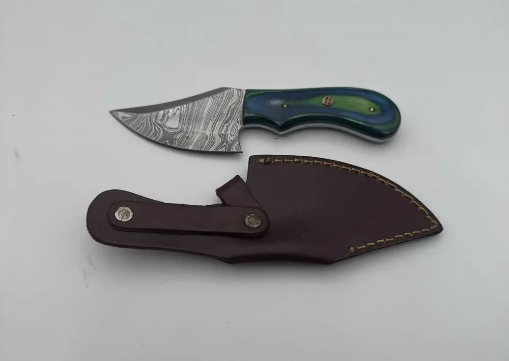 Handmade Damascus Steel Fixed Blade Knife w/ Leather Sheath – Pakistan Made NEW
